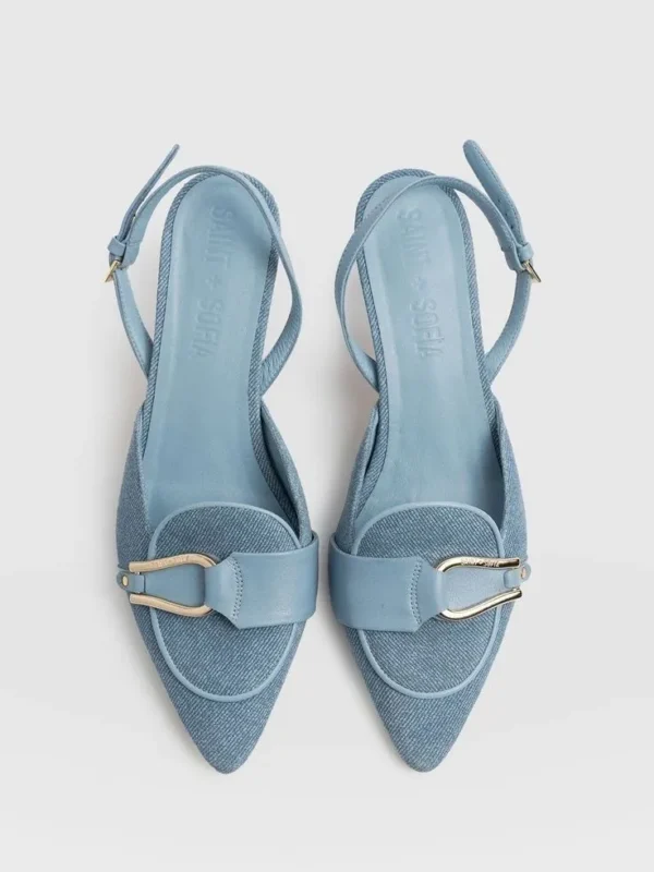 Blue Slip Sandals